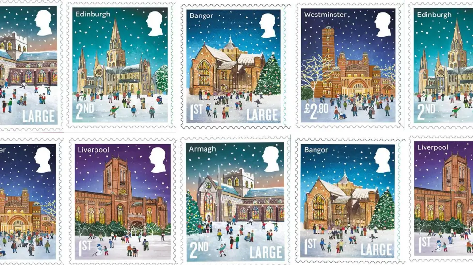 Westminster Cathedral featured on British Christmas stamps (Credit: ​Royal Mail.)