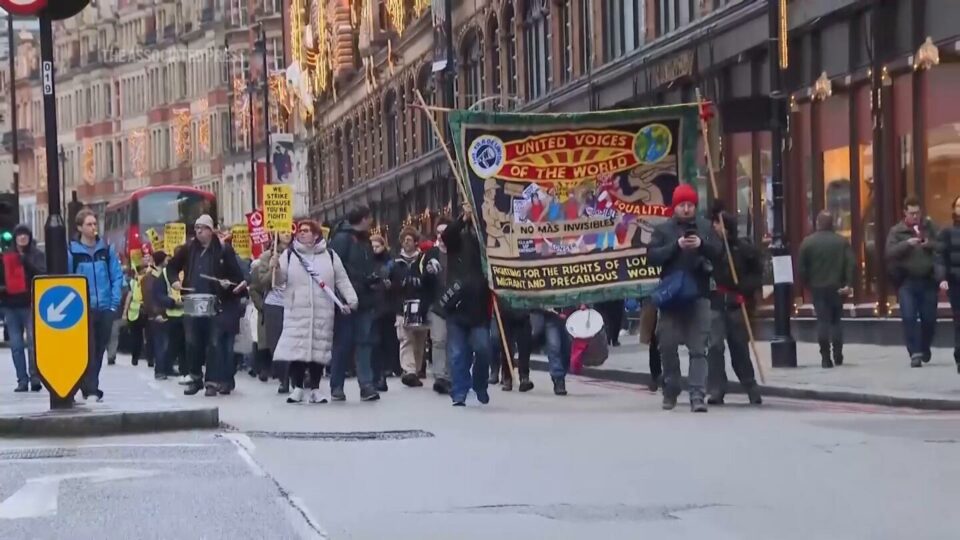 Workers at London's Harrods strike calling for change in pay