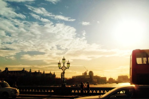 Bright morning sunshine in Westminster