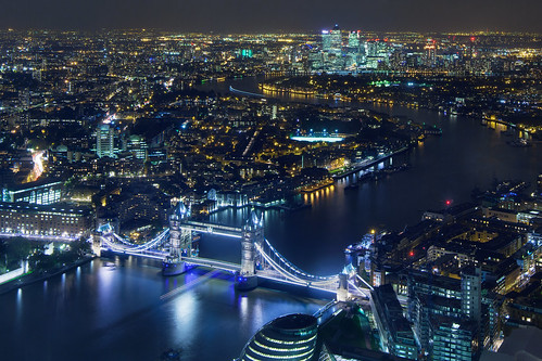 London - Tower Bridge and Canary Wharf from the Shard