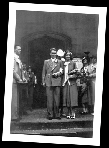 Londoners Mr & Mrs Brown - Jim and Elsie after their post-blitz London wedding. Circa 1948.